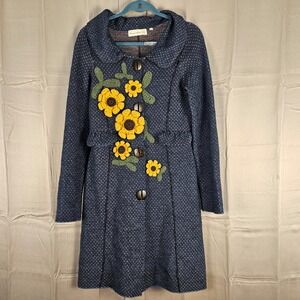 Anthropologie Charlie & Robin Womens Wool Blend Sunflower Sweater‎ Coat Medium
